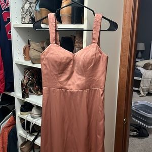 Azazie Bronze- Stretch Satin bridesmaids dress